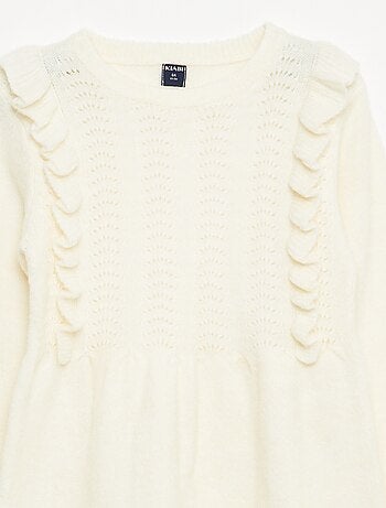 Robe pull avec maille ajourée et volants