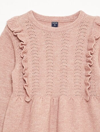 Robe pull avec maille ajourée et volants