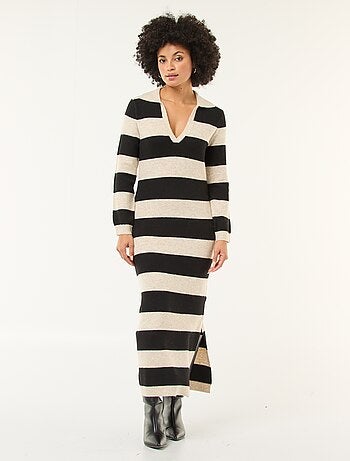 Robe pull col polo manches longues
