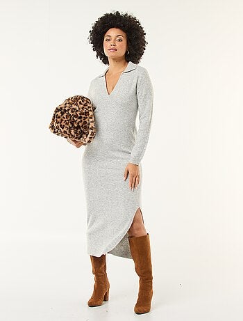 Robe pull col polo manches longues