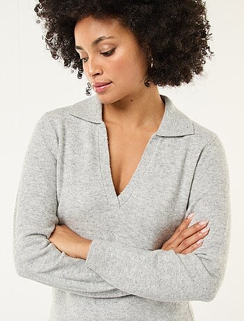 Robe pull col polo manches longues