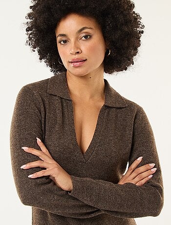 Robe pull col polo manches longues