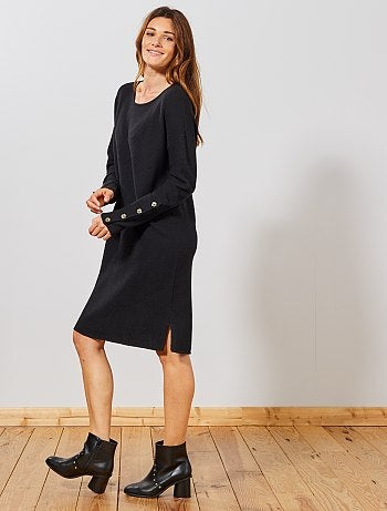 Femme du 34 au 48 - Robe pull en maille ottoman - Kiabi