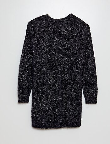 Robe pull en maille poilue