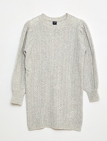 Robe pull en maille tricot ajourée
