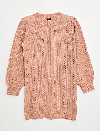 Robe pull en maille tricot ajourée
