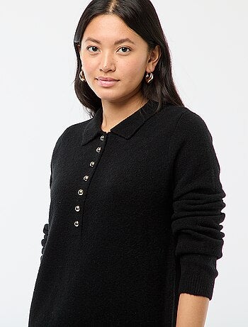 Robe pull longue avec col polo fantaisie
