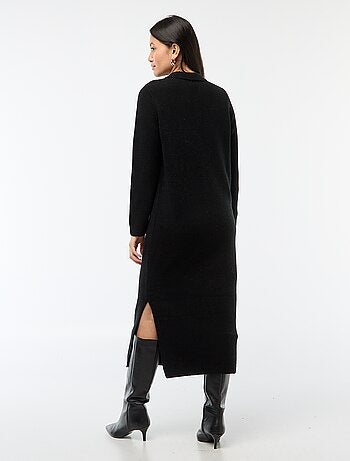 Robe pull longue avec col polo fantaisie