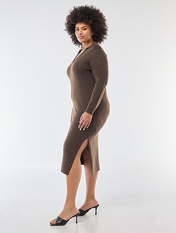 Robe pull longue avec col polo