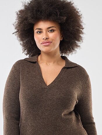 Robe pull longue avec col polo