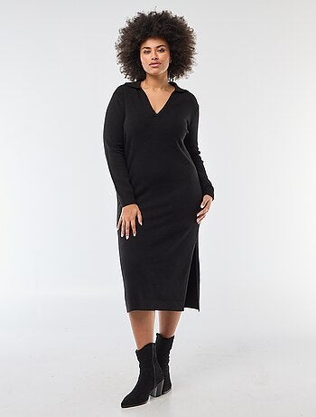 Robe pull longue avec col polo