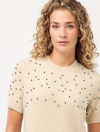 Robe pull maille doudou avec perles