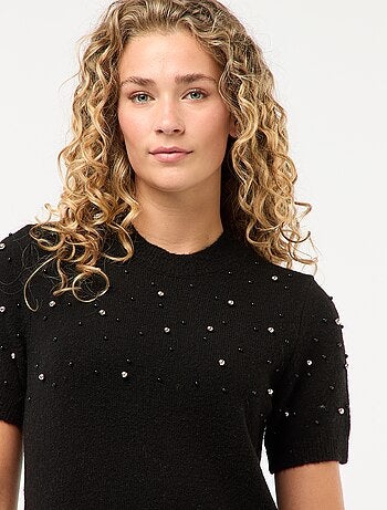 Robe pull maille doudou avec perles