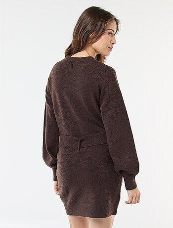 Robe pull manches longues avec ceinture