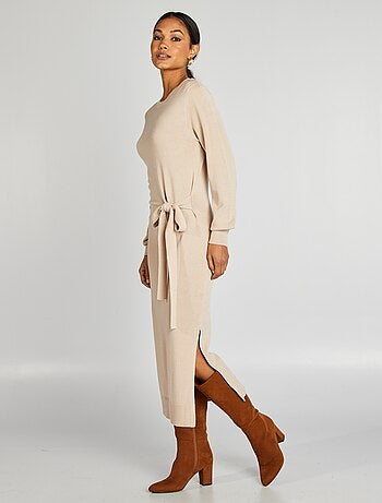 Robe pull midi à ceinturer