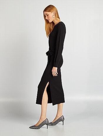 Robe pull midi à ceinturer