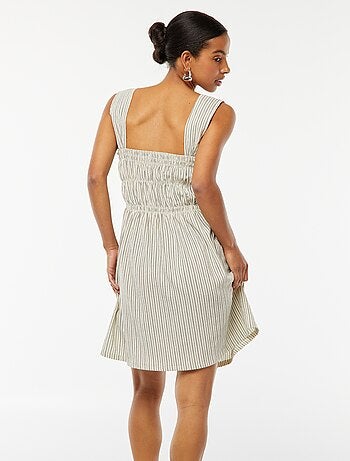Robe rayée en maille gaufrée à larges bretelles