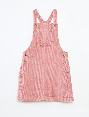 Robe salopette à poche en velours côtelé