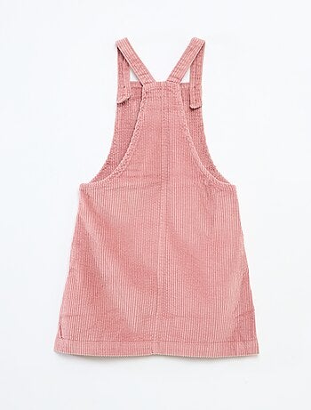 Robe salopette à poche en velours côtelé