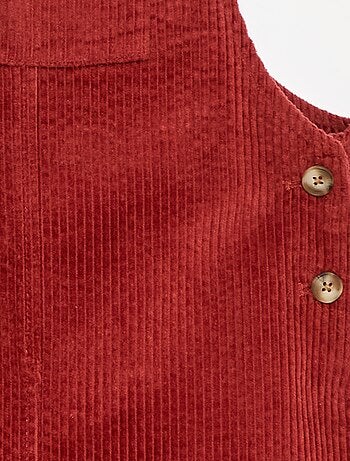 Robe salopette à poche en velours côtelé