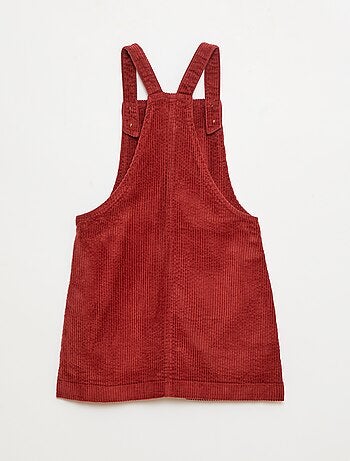 Robe salopette à poche en velours côtelé