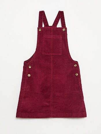 Robe salopette à poche en velours côtelé