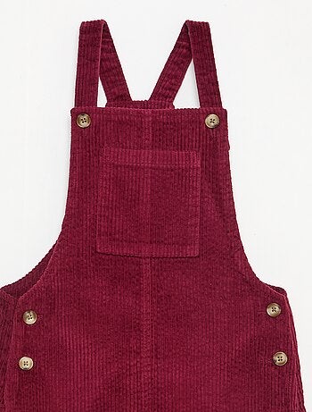 Robe salopette à poche en velours côtelé