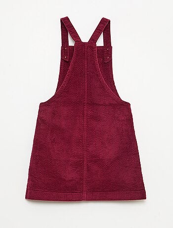 Robe salopette à poche en velours côtelé
