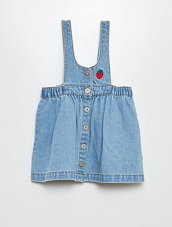 Robe salopette en jean brodée