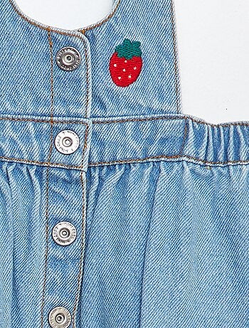 Robe salopette en jean brodée