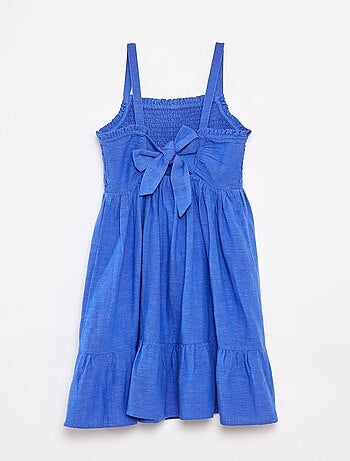 Robe smockée en lin mélangé