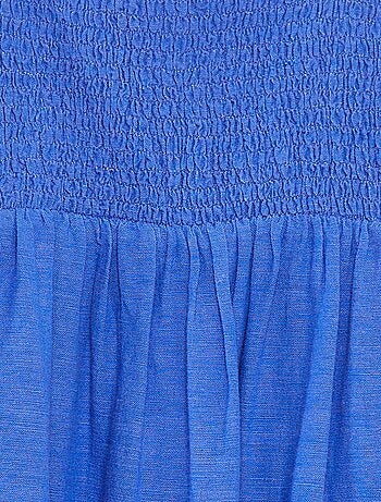 Robe smockée en lin mélangé