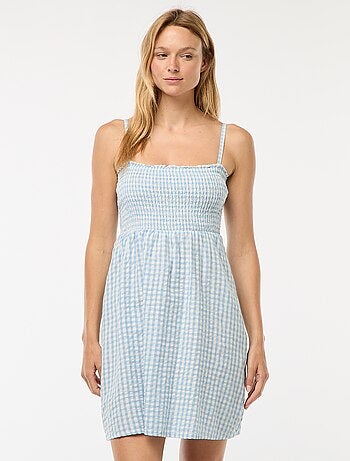 Robe smockée vichy en seersucker