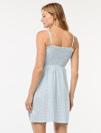 Robe smockée vichy en seersucker