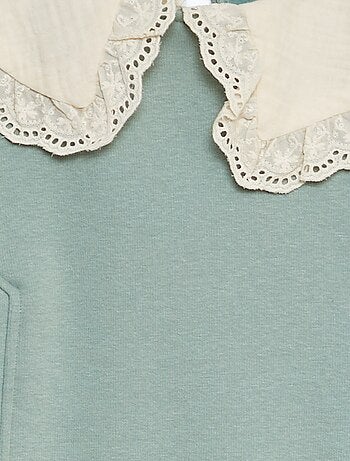 Robe sweat avec col en broderies anglaises