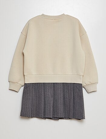 Robe sweat en molleton avec inscription en relief et pailletée