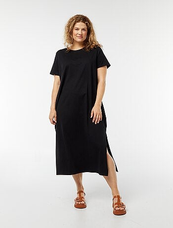Robe t-shirt longue à manches courtes unie