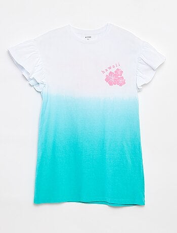 Robe tee-shirt tie and dye avec manches volantées
