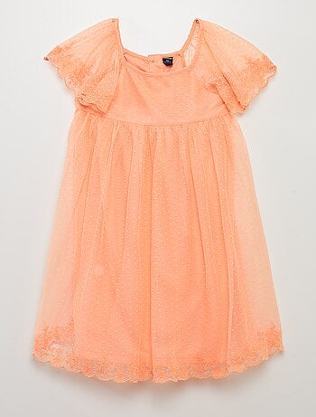 Robe trapèze en tulle plumetis