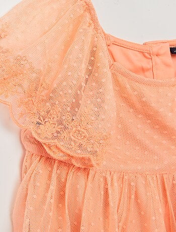 Robe trapèze en tulle plumetis