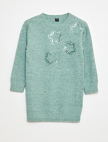 Robe tricot avec étoiles en sequins