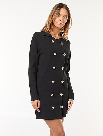 Robe tricot ottoman double boutonnage