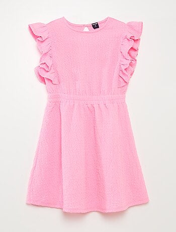 Robe volantée en matière gaufrée