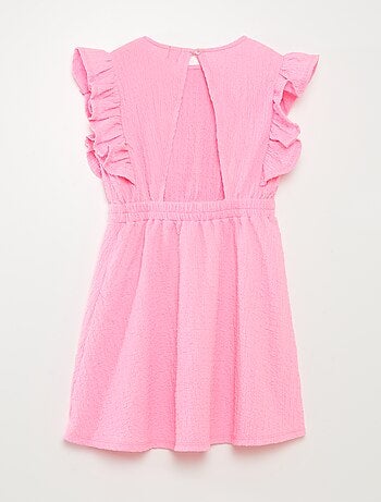 Robe volantée en matière gaufrée