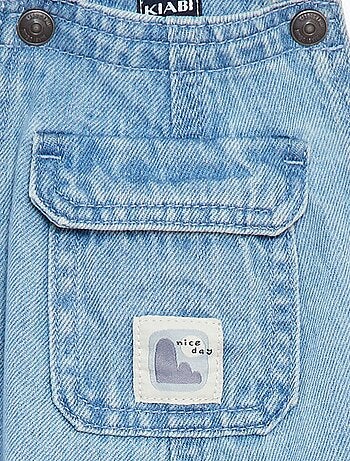 Salopette denim avec poche à rabat à la poitrine