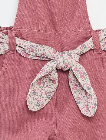 Salopette longue en twill avec ceinture en gaze de coton