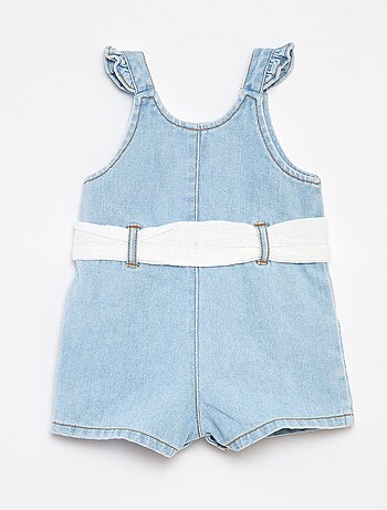Salopette short en denim à bretelles avec ceinture