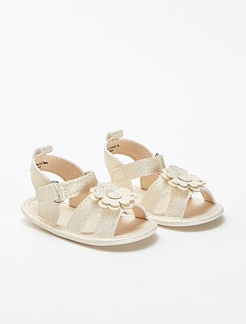 Sandales à scratch irisées avec détail fleur