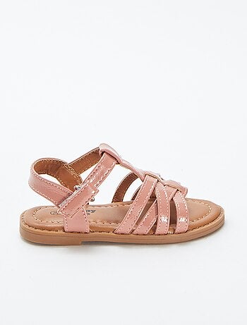 Sandales multi-brides avec effet verni