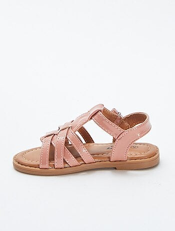 Sandales multi-brides avec effet verni
